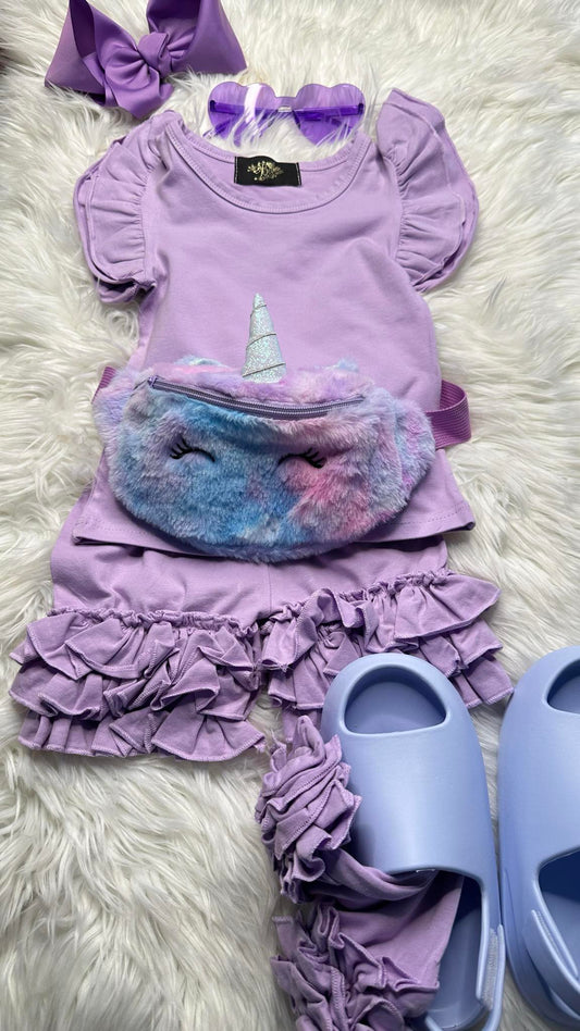 "Lilac Dreams" Ruffled Short Set
