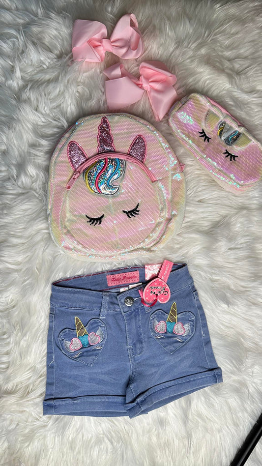 Embroidered Unicorn Shorts
