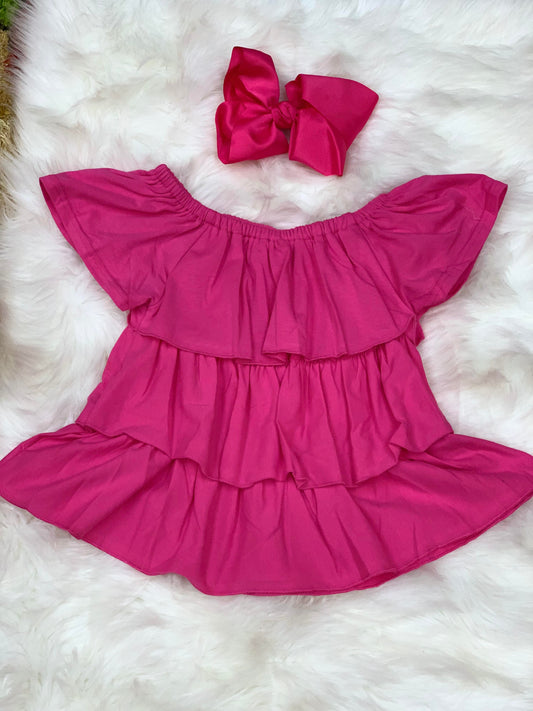Triple Ruffle Top - Black