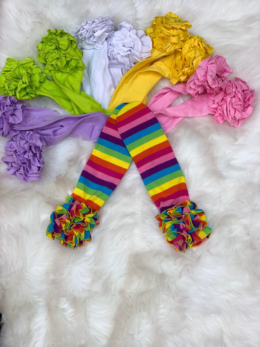 "Frill Talk" Ruffled Slouch Socks - Rainbow
