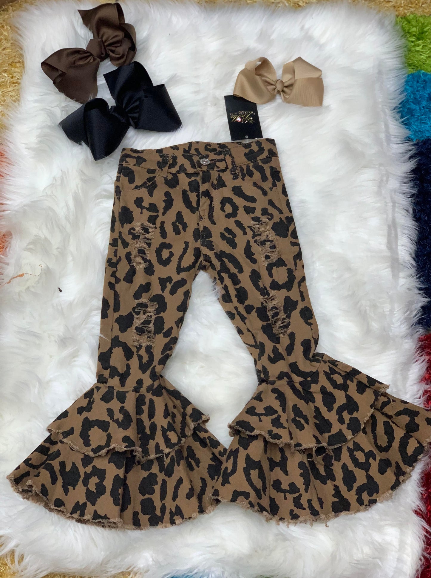 "Cat Walk" Leopard Bell Bottom Jeans