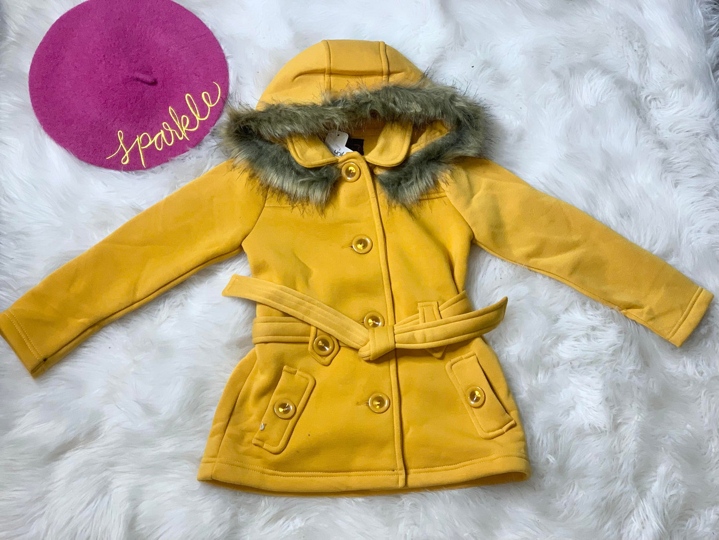 Mustard Fleece Pea Coat