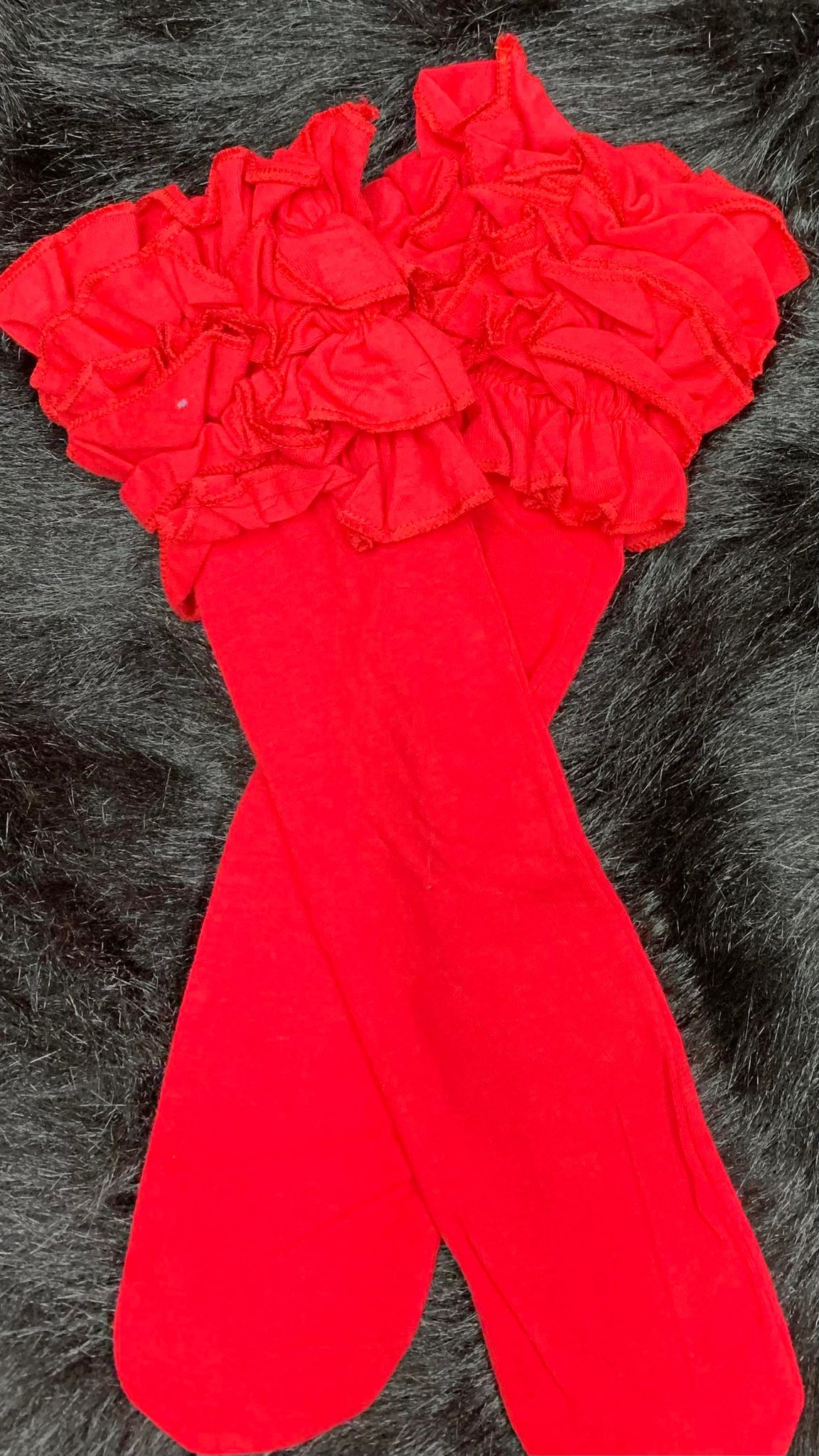 "Frill Talk" Ruffled Slouch Socks - Red