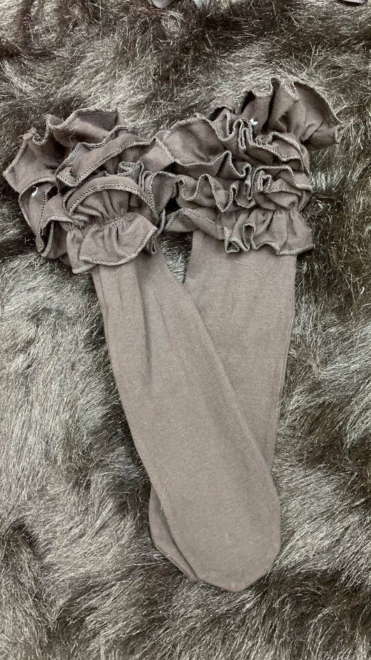 "Frill Talk" Ruffled Slouch Socks - Black