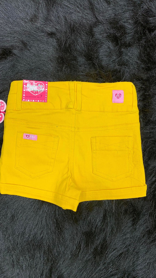 Yellow Mid-Rise Shorts