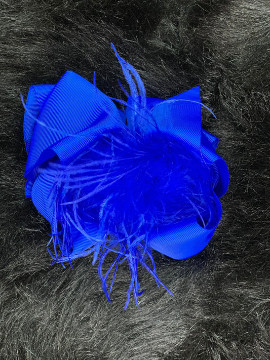 Yellow Ostrich Feather Hair Bows