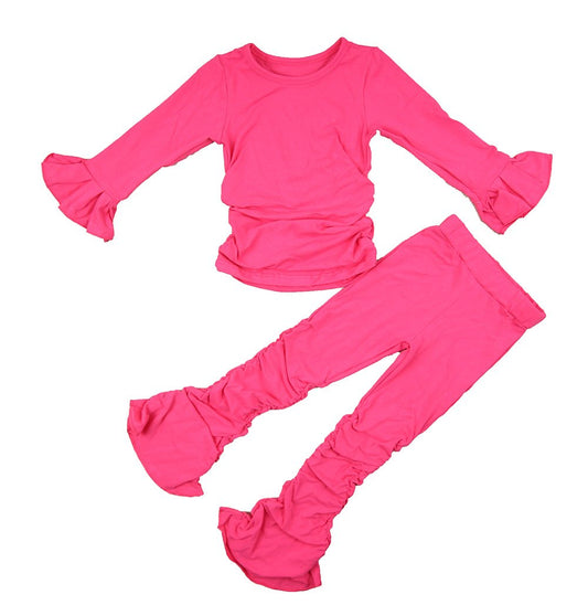 "Ruffles and Scrunches" Stacked Leggings Set - Gray