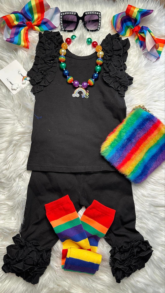 "Frill Talk" BLACK (Capri Pants ONLY)