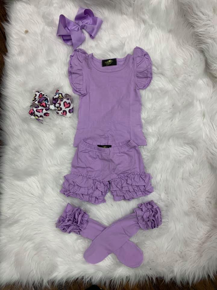 "Frill Talk" Ruffled Slouch Socks - Lavendar